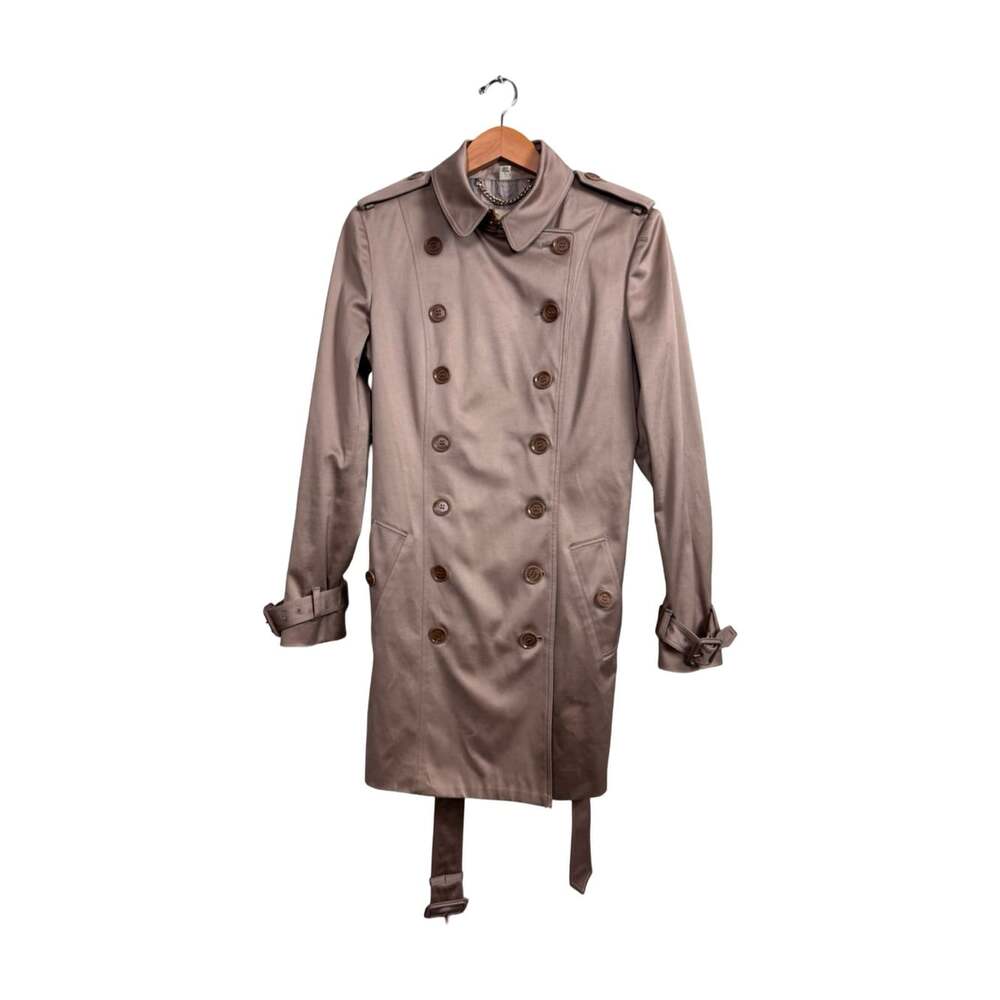Burberry London Women’s Beige Double-Breasted Belted Long Trench Coat Size 12